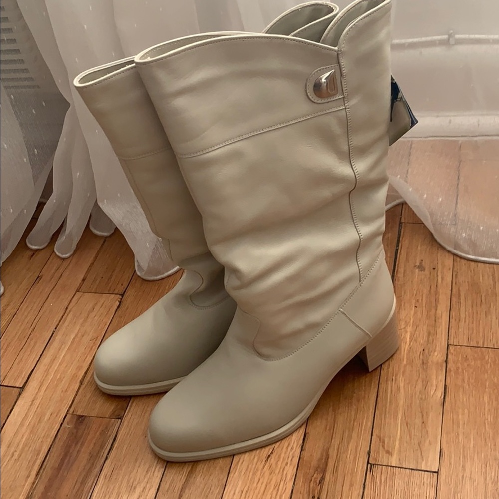 Vintage leather/fur boots made in Finland